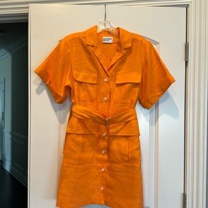 Matthew Bruch orange linen camp style dress.